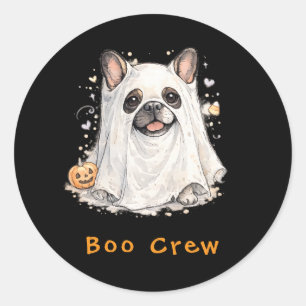 Sticker Rond Bouledogue français Halloween Mignon Fantôme Boo C