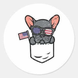 Sticker Rond Bouledogue Français Pocket Frenchie Américain État