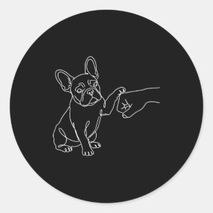 Sticker Rond Bouledogue français poing levé Frenchie