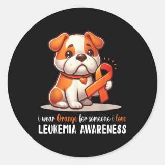 Sticker Rond Bouledogue Je Porte Orange Pour Quelqu'un Que J'ai
