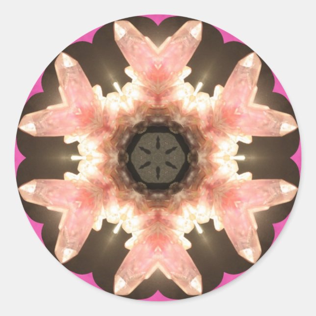 Sticker Rond Boules à quartz rose ! (Devant)