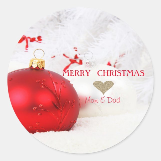 Sticker Rond Boules de Noël élégantes.Branches (Devant)
