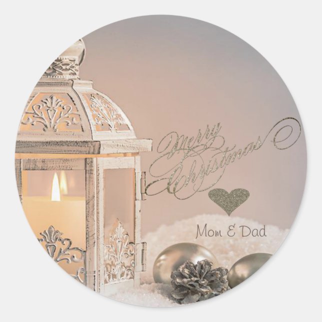 Sticker Rond Boules de Noël élégantes,Lanterne (Devant)