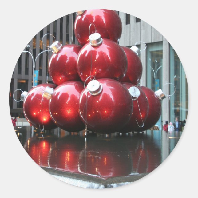 Sticker Rond Boules de Noël rouges (Devant)