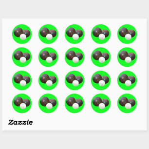 Sticker Rond Boules De Pelouse Vintages Brown Sur La Chaux,