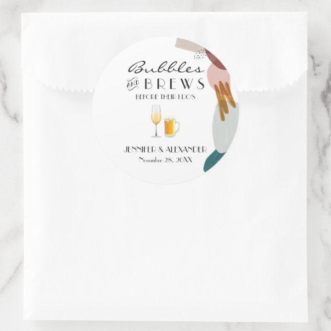 Sticker Rond Boules et brasseries Abstraites en aquarelle (Sac)