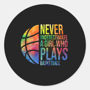 Sticker Rond Boules Filles Ne Sous-Estiment Jamais Une Fille Qu