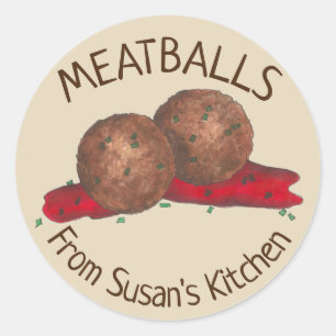 Sticker Rond Boulettes de viande maison Cuisine italienne Perso