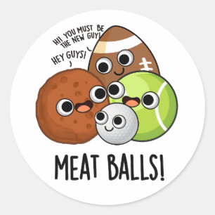 Sticker Rond Boulettes de Viande Pun de Nourriture Drôle