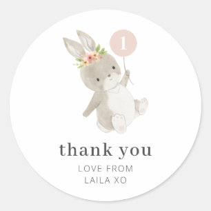 Sticker Rond Boulon rose lapin