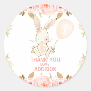 Sticker Rond Boulon rose or floral 1er anniversaire