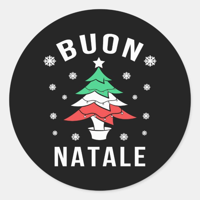 Sticker Rond Bouon Natale, arbre à drapeau italien (Devant)