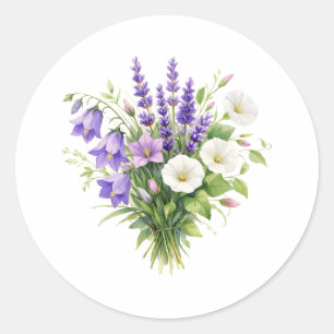 Sticker Rond Bouquet aquarelle avec fleurs sauvages 