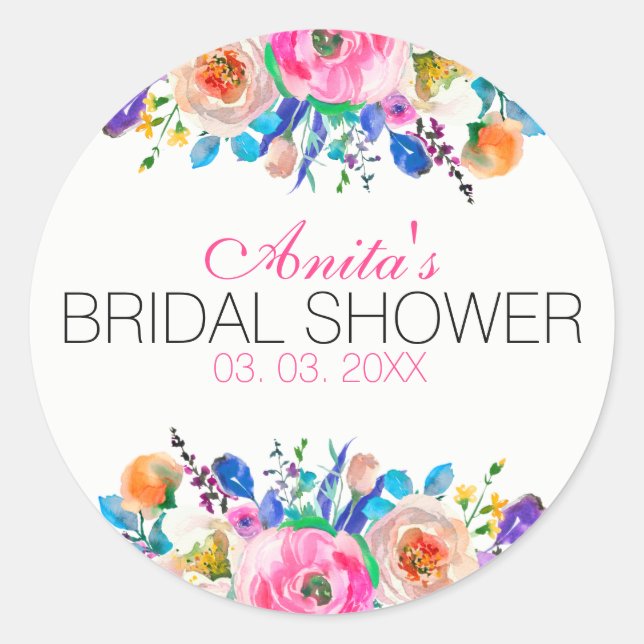 Sticker Rond Bouquet coloré aquarelle (Devant)