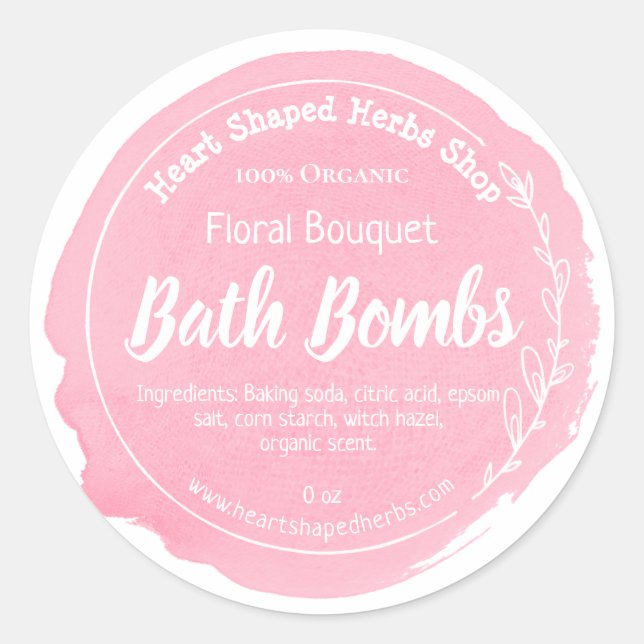 Sticker Rond Bouquet d'aquarelle rose Bombe parfumée (Devant)