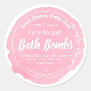 Sticker Rond Bouquet d'aquarelle rose Bombe parfumée