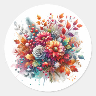 Sticker Rond Bouquet d'automne   Floral personnalisé