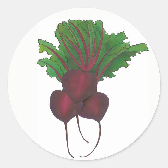 Sticker Rond Bouquet de betteraves rouges Vegetarian Gardening  (Devant)
