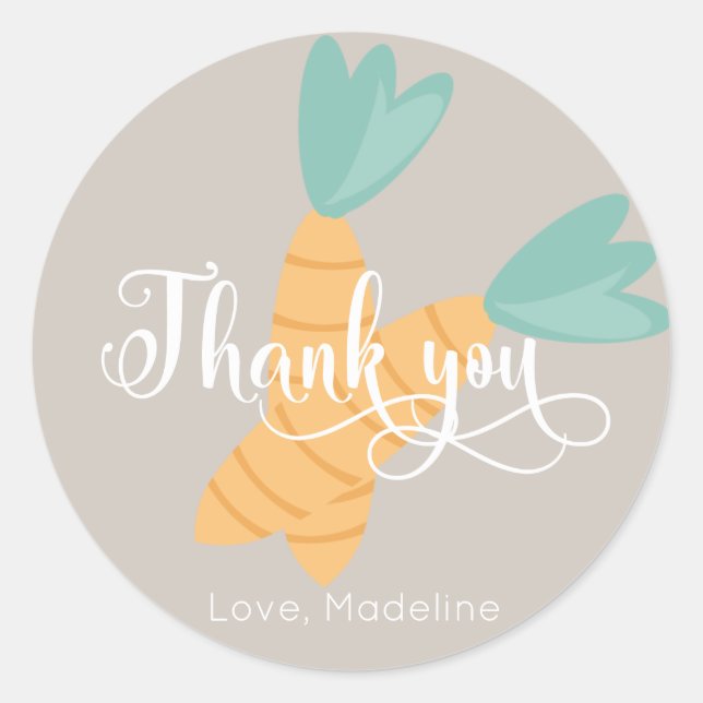 Sticker Rond Bouquet de carottes de Pâques Merci (Devant)