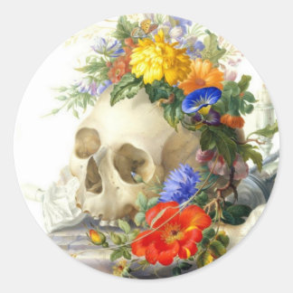 Sticker Rond Bouquet de crâne