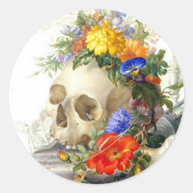 Sticker Rond Bouquet de crâne (Devant)