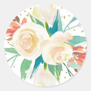 Sticker Rond Bouquet de fleurs d'aquarelle clair