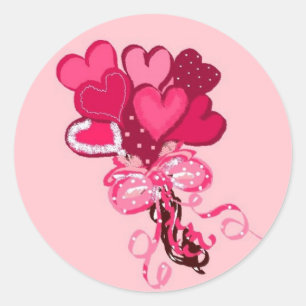 Sticker Rond Bouquet de fleurs de cœur