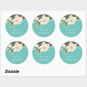 Sticker Rond Bouquet de fleurs de magnolia de printemps