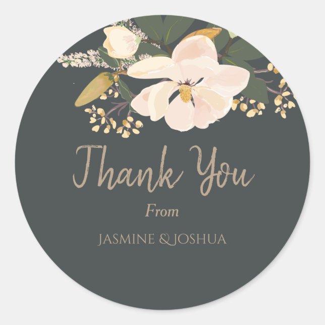Sticker Rond Bouquet de fleurs Magnolia Spring (Devant)