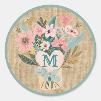 Sticker Rond Bouquet de fleurs maman