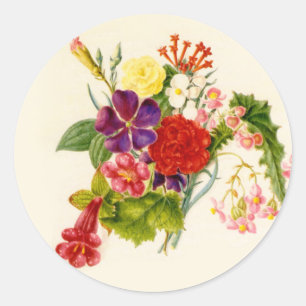 Sticker Rond Bouquet de fleurs mixtes