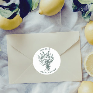 Sticker Rond Bouquet de fleurs sauvages Mariage champêtre et fa