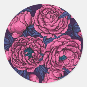 Sticker Rond Bouquet de galets roses