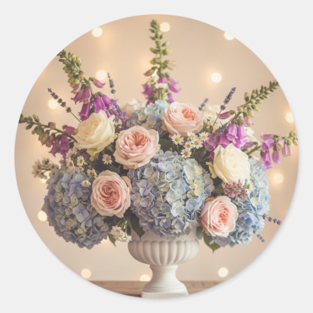 Sticker Rond Bouquet de jardin pastel vintage (Devant)