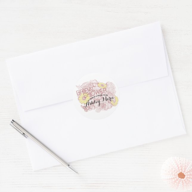 Sticker Rond Bouquet de mariage sur mesure en terre cuite (Enveloppe)