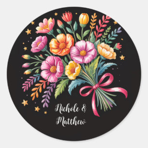 Sticker Rond Bouquet de mariage vibrant Fiesta Mariage