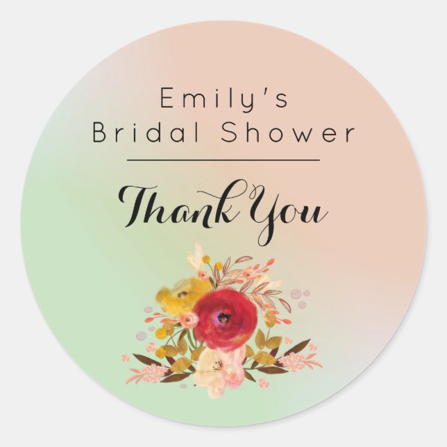 Sticker Rond Bouquet de Merci d'aquarelle florale (Devant)