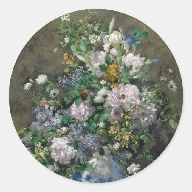 Sticker Rond Bouquet de printemps par Auguste Renoir (Devant)