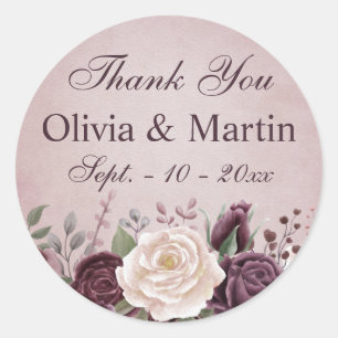 Sticker Rond Bouquet de Rose Dusty vintage