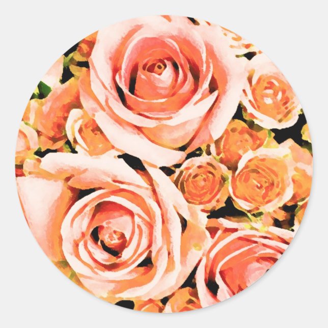 Sticker Rond Bouquet de rose rose poire (Devant)