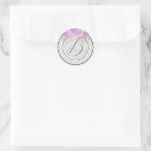 Sticker Rond Bouquet de ruban lilas pur Puerto Madero sur fond
