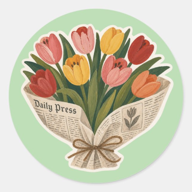 Sticker Rond Bouquet de tulipes Soft Mama Impression d'art flor (Devant)