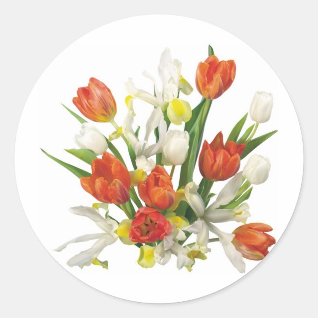 Sticker Rond bouquet d'été avec tulipes (Devant)