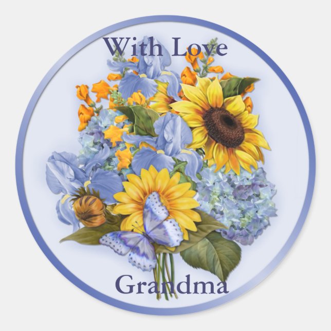 Sticker Rond Bouquet d'été - Grand-mère (Devant)