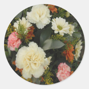 Sticker Rond Bouquet d'oeillets