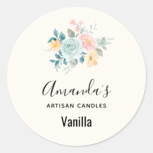 Sticker Rond Bouquet élégant rose et bleu bouquet bouquet Biz