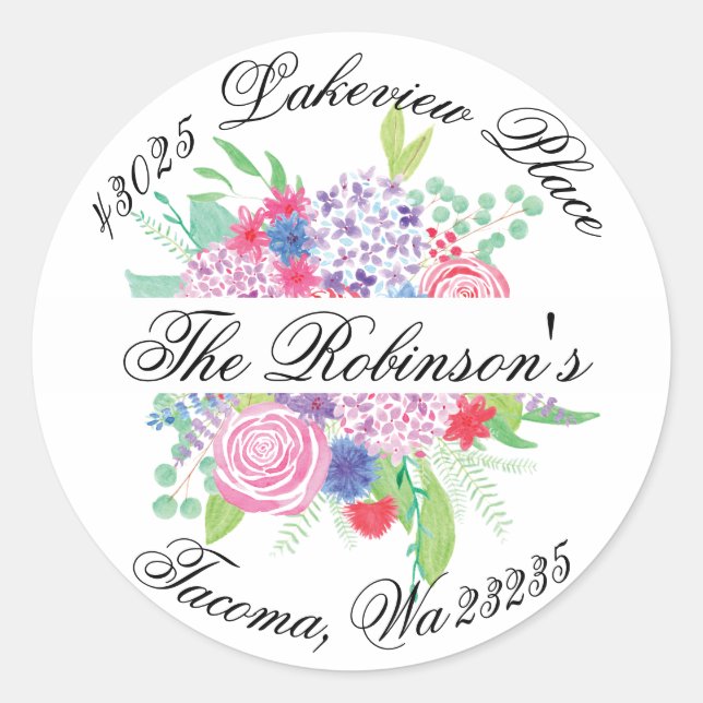 Sticker Rond Bouquet floral Adresse de retour Label-Seal (Devant)