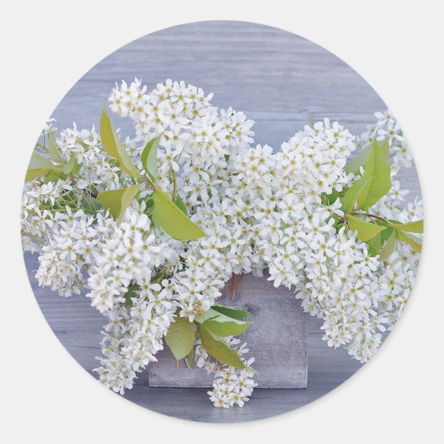 Sticker Rond Bouquet floral blanc Lilacs Photo (Devant)
