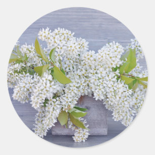 Sticker Rond Bouquet floral blanc Lilacs Photo