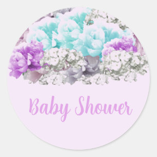 Sticker Rond Bouquet Floral Mixte Baby Shower